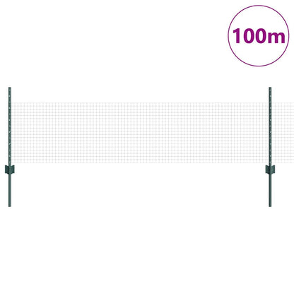Welded Wire Fence with Posts 100 x 0.5 m PVC-Coated Steel Green