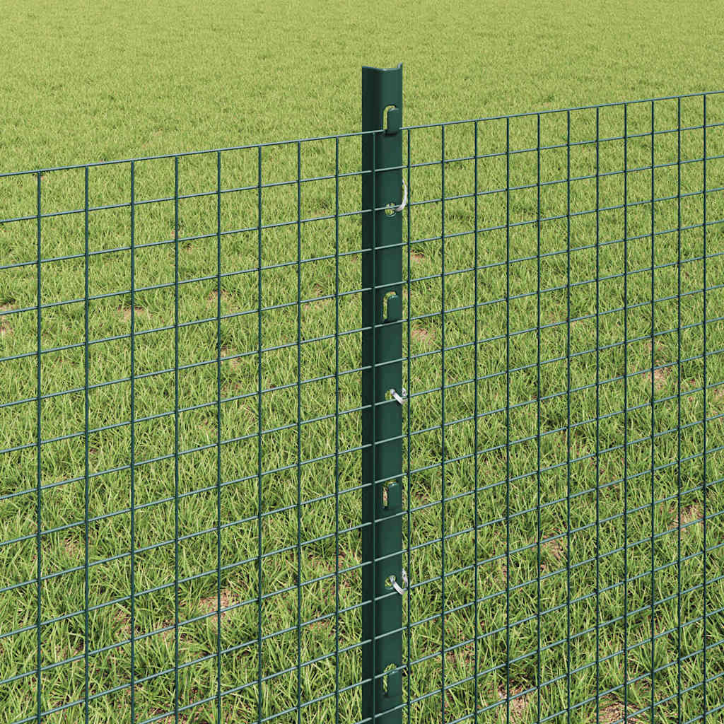 Welded Wire Fence with Posts 100 x 0.6 m PVC-Coated Steel Green
