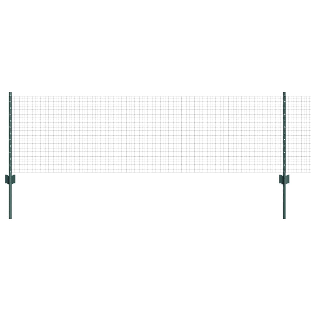 Welded Wire Fence with Posts 100 x 0.6 m PVC-Coated Steel Green