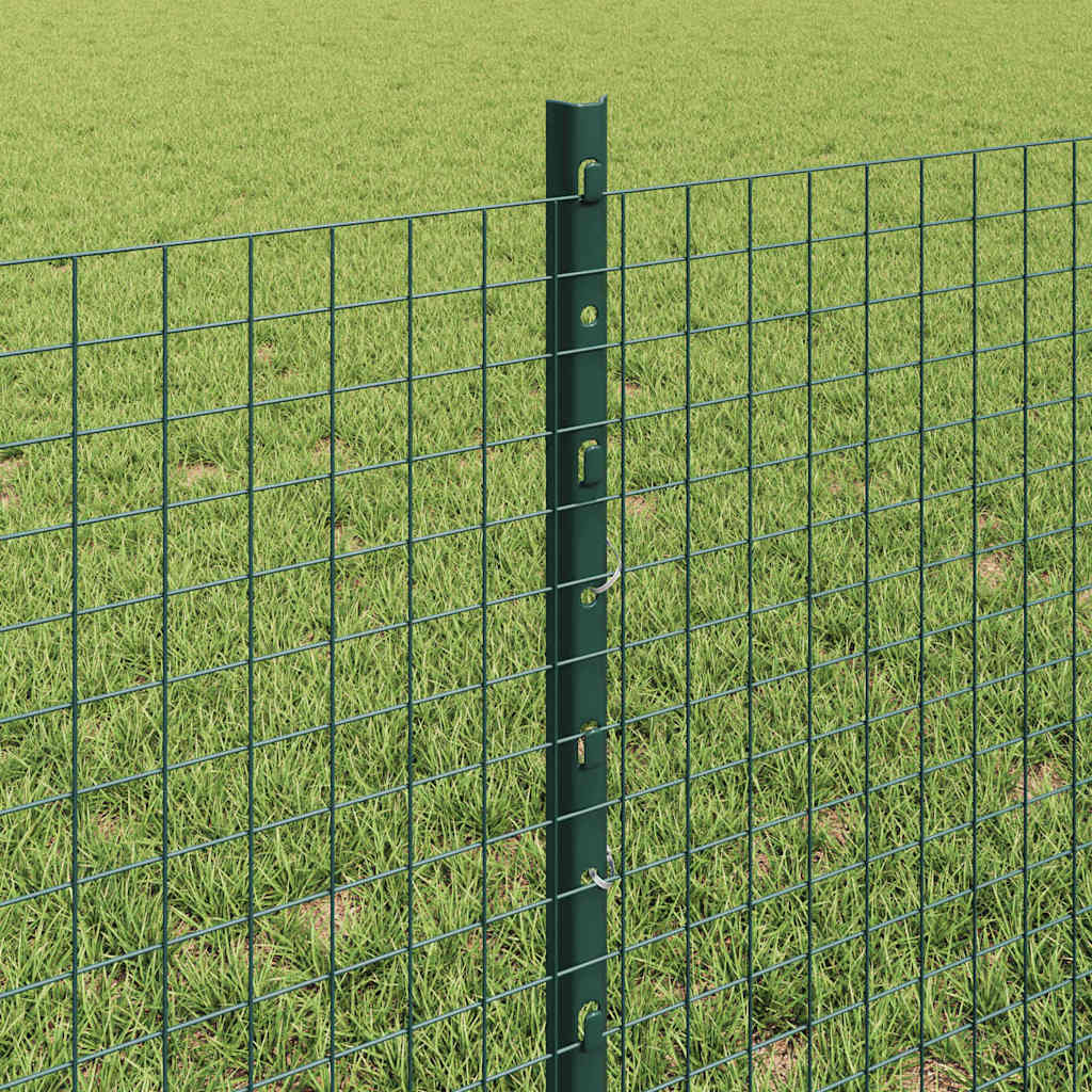 Welded Wire Fence with Posts 100 x 0.6 m PVC-Coated Steel Green