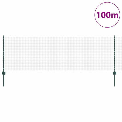 Welded Wire Fence with Posts 100 x 0.8 m PVC-Coated Steel Green