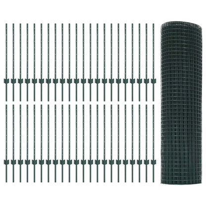 Welded Wire Fence with Posts 100 x 0.8 m PVC-Coated Steel Green