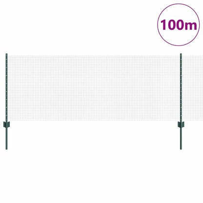 Welded Wire Fence with Posts 100 x 0.8 m PVC-Coated Steel Green