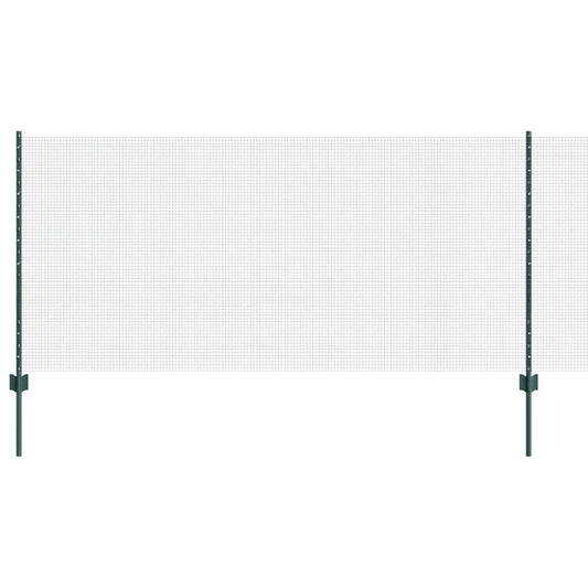 Welded Wire Fence with Posts 100 x 1 m PVC-Coated Steel Green