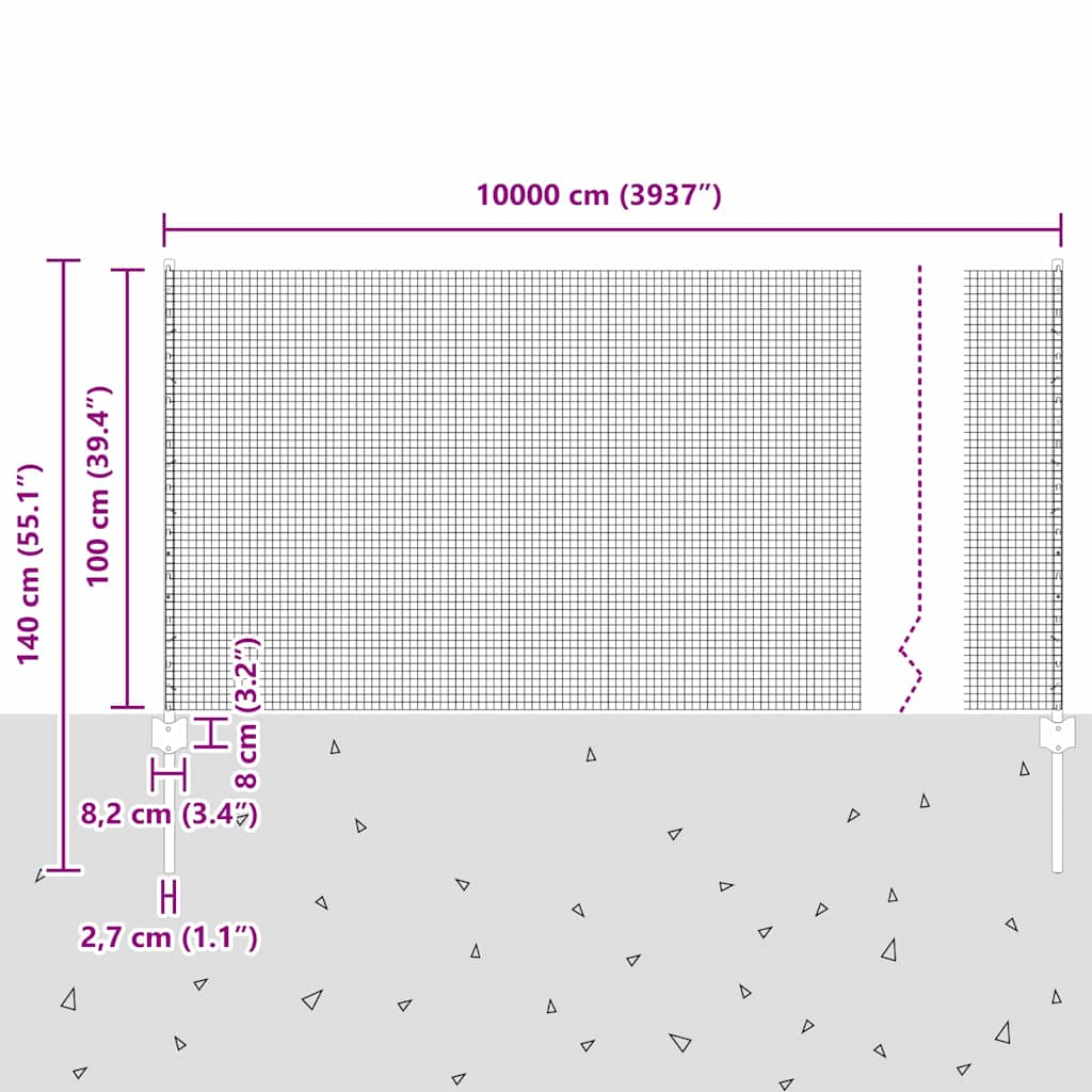 Welded Wire Fence with Posts 100 x 1 m PVC-Coated Steel Green