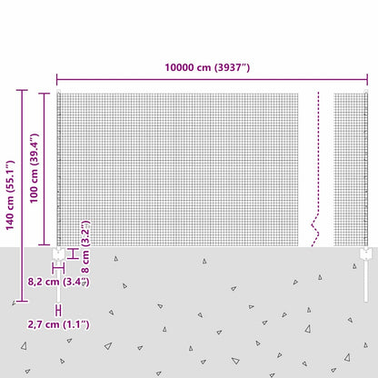 Welded Wire Fence with Posts 100 x 1 m PVC-Coated Steel Green
