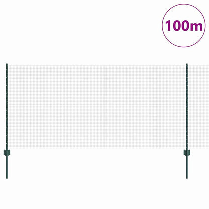 Welded Wire Fence with Posts 100 x 1 m PVC-Coated Steel Green
