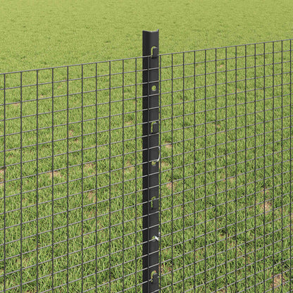 Welded Wire Fence with Posts 10 x 0.8 m PVC-Coated Steel Grey