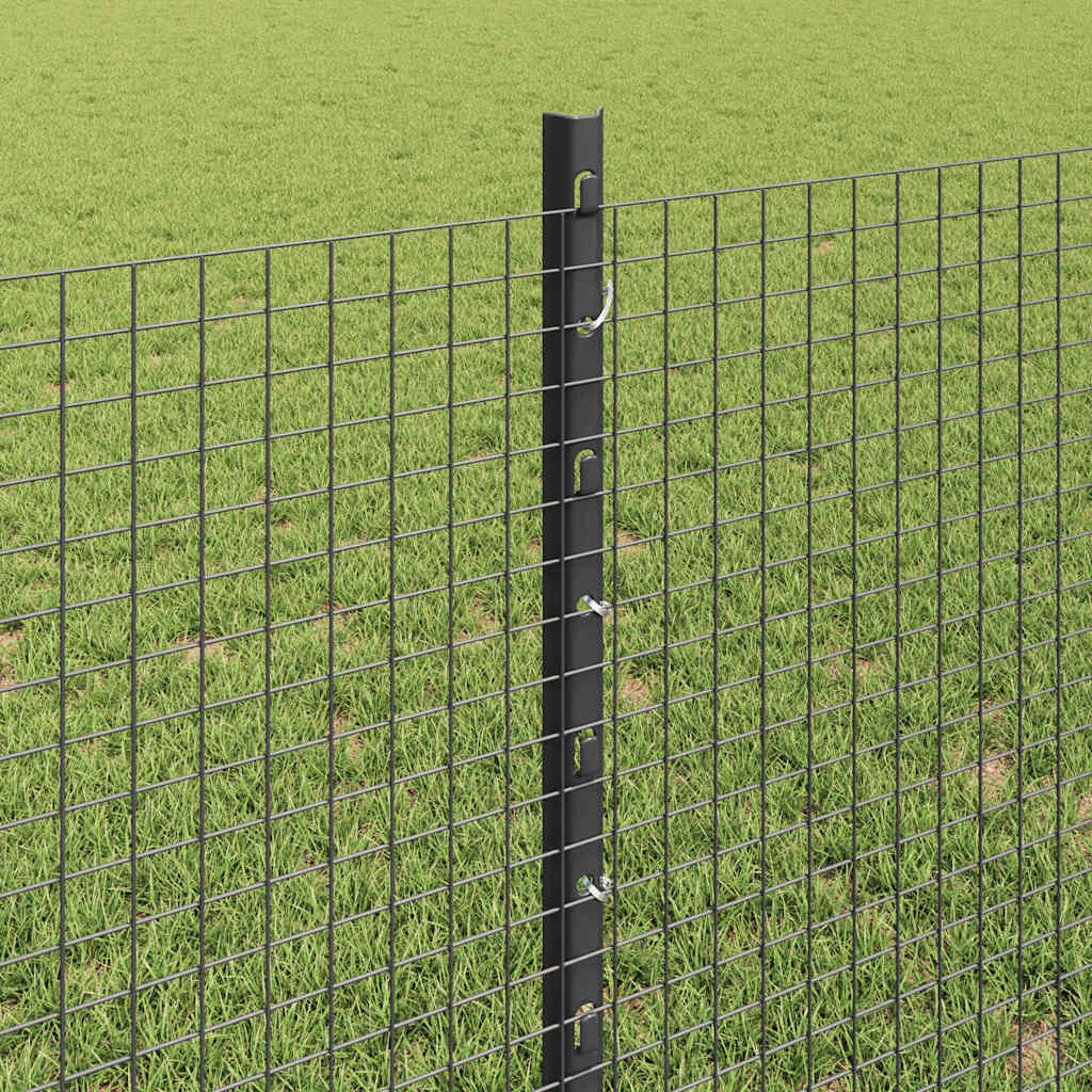 Welded Wire Fence with Posts 10 x 0.8 m PVC-Coated Steel Grey