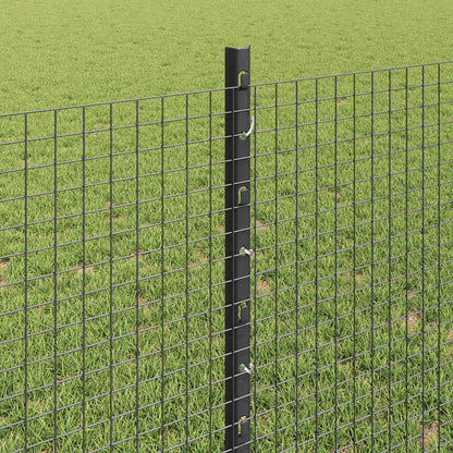 Welded Wire Fence with Posts 10 x 0.8 m PVC-Coated Steel Grey