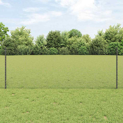 Welded Wire Fence with Posts 10 x 0.8 m PVC-Coated Steel Grey