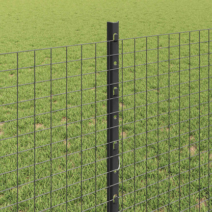 Welded Wire Fence with Posts 10 x 0.8 m PVC-Coated Steel Grey