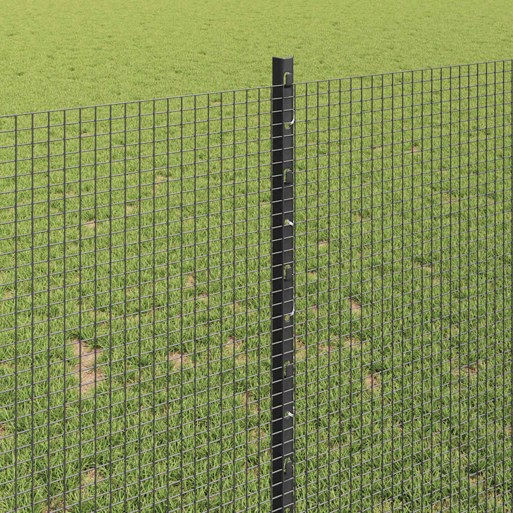 Welded Wire Fence with Posts 10 x 1 m Galvanised Steel Grey