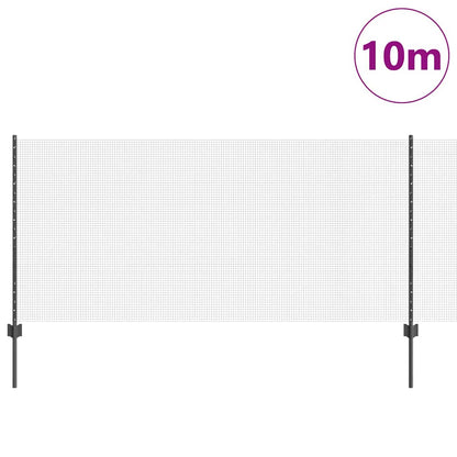 Welded Wire Fence with Posts 10 x 1 m Galvanised Steel Grey