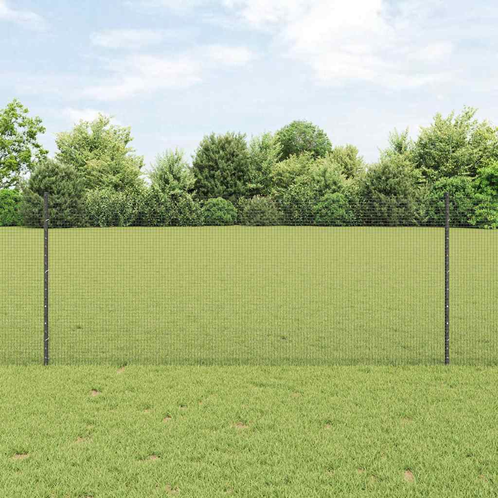Welded Wire Fence with Posts 10 x 1 m Galvanised Steel Grey