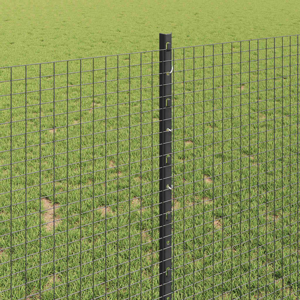 Welded Wire Fence with Posts 10 x 1 m Galvanised Steel Grey