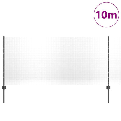 Welded Wire Fence with Posts 10 x 1 m Galvanised Steel Grey