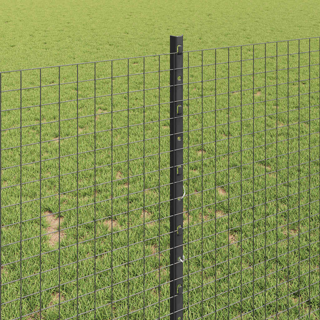 Welded Wire Fence with Posts 10 x 1 m Galvanised Steel Grey