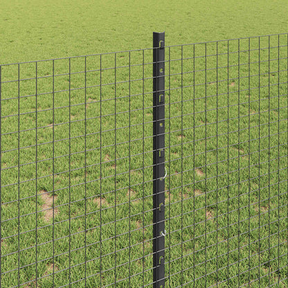 Welded Wire Fence with Posts 10 x 1 m Galvanised Steel Grey