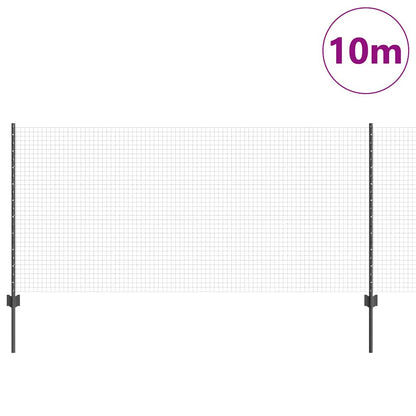Welded Wire Fence with Posts 10 x 1 m Galvanised Steel Grey