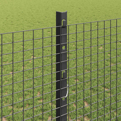 Welded Wire Fence with Posts 10 x 1.2 m PVC-Coated Steel Grey