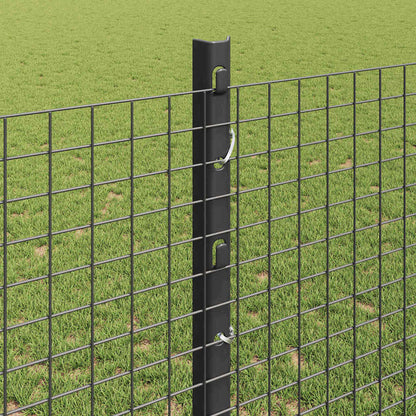 Welded Wire Fence with Posts 10 x 1.2 m PVC-Coated Steel Grey