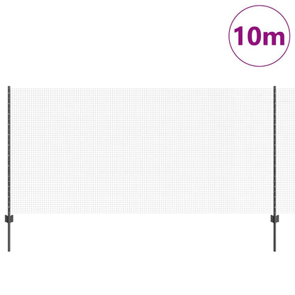 Welded Wire Fence with Posts 10 x 1.2 m PVC-Coated Steel Grey