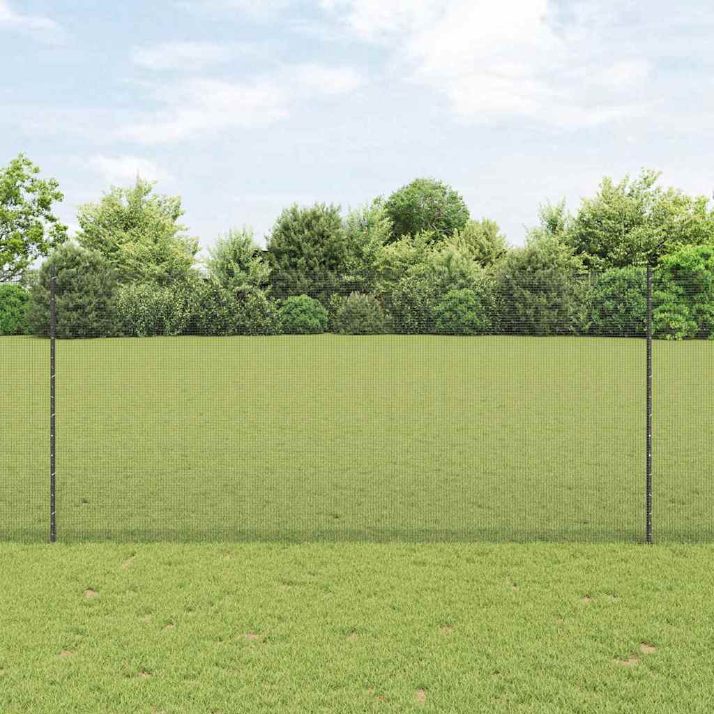 Welded Wire Fence with Posts 10 x 1.4 m PVC-Coated Steel Grey