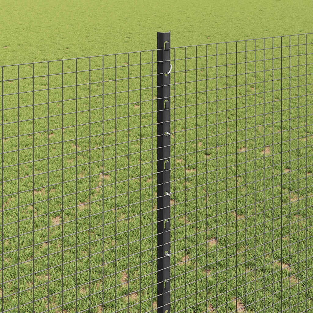 Welded Wire Fence with Posts 10 x 1.4 m PVC-Coated Steel Grey