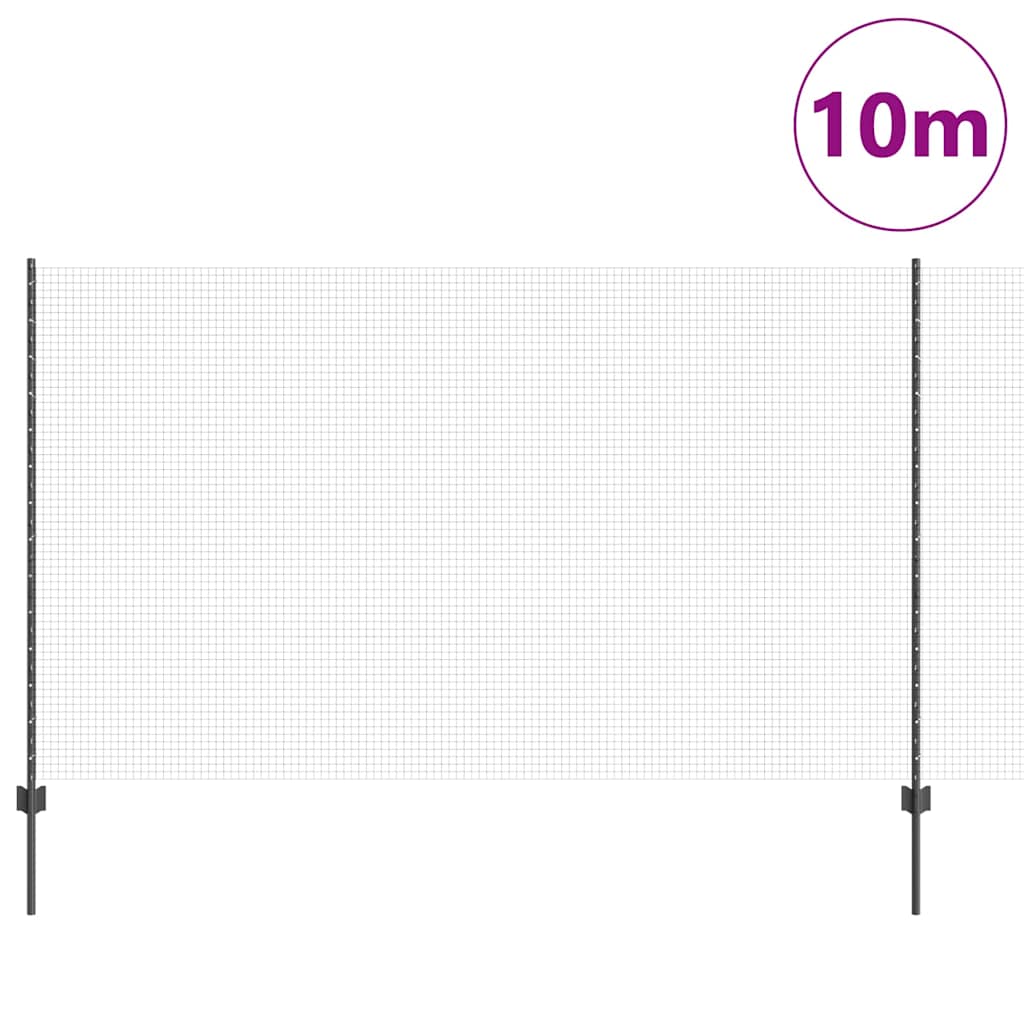 Welded Wire Fence with Posts 10 x 1.4 m PVC-Coated Steel Grey
