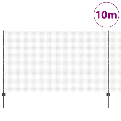 Welded Wire Fence with Posts 10 x 1.4 m PVC-Coated Steel Grey