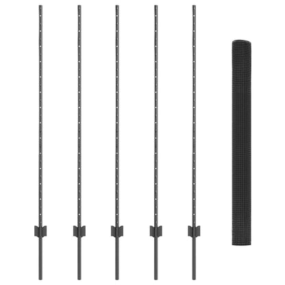 Welded Wire Fence with Posts 10 x 1.4 m PVC-Coated Steel Grey
