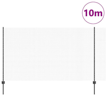 Welded Wire Fence with Posts 10 x 1.4 m PVC-Coated Steel Grey