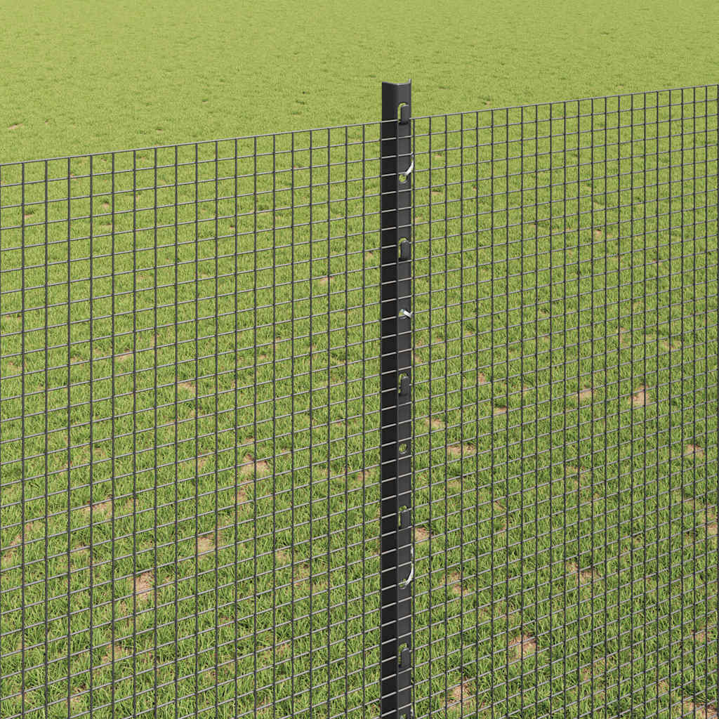 Welded Wire Fence with Posts 10 x 1.5 m Galvanised Steel Grey