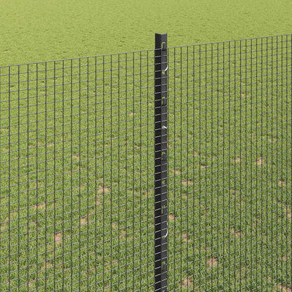 Welded Wire Fence with Posts 10 x 1.5 m Galvanised Steel Grey