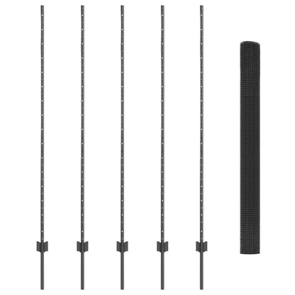 Welded Wire Fence with Posts 10 x 1.5 m Galvanised Steel Grey