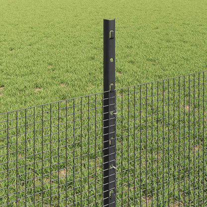 Welded Wire Fence with Posts 25 x 0.5 m Galvanised Steel Grey