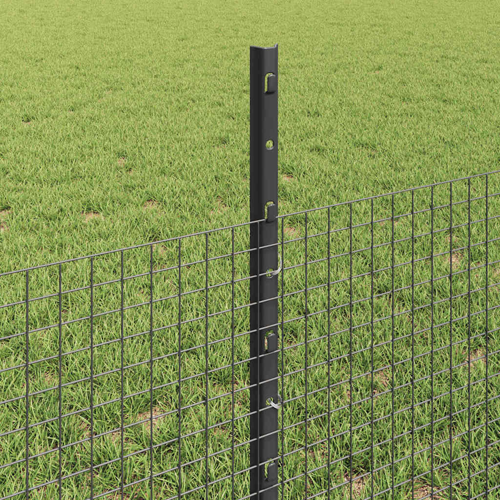 Welded Wire Fence with Posts 25 x 0.5 m Galvanised Steel Grey