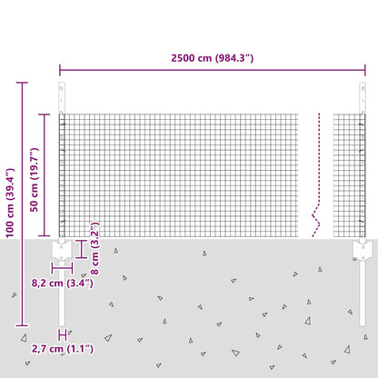 Welded Wire Fence with Posts 25 x 0.5 m Galvanised Steel Grey