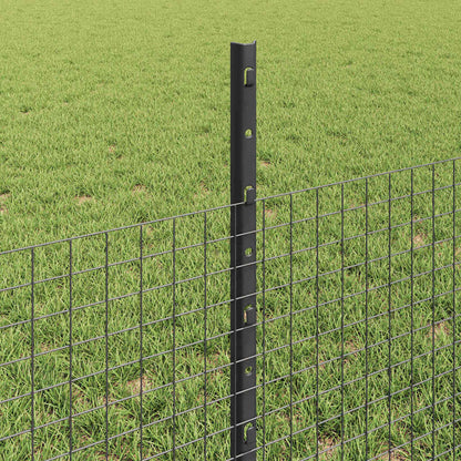 Welded Wire Fence with Posts 25 x 0.5 m Galvanised Steel Grey
