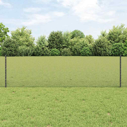 Welded Wire Fence with Posts 25 x 0.6 m PVC-Coated Steel Grey
