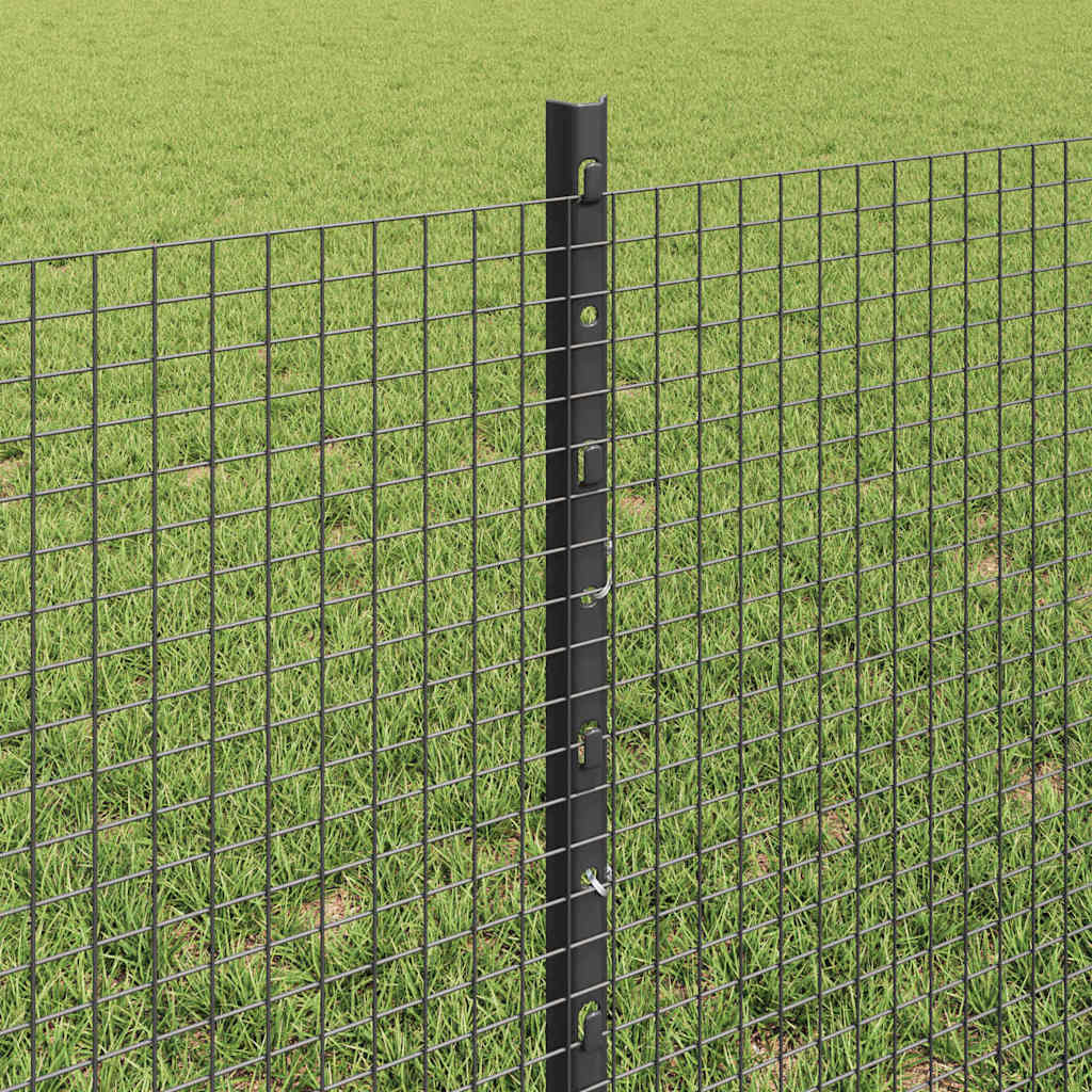 Welded Wire Fence with Posts 25 x 0.6 m PVC-Coated Steel Grey