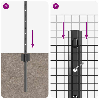 Welded Wire Fence with Posts 25 x 0.6 m PVC-Coated Steel Grey