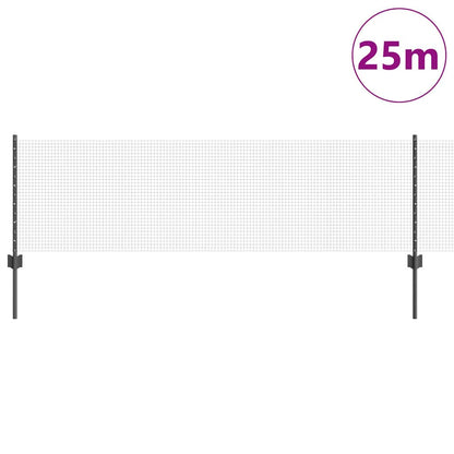 Welded Wire Fence with Posts 25 x 0.6 m PVC-Coated Steel Grey