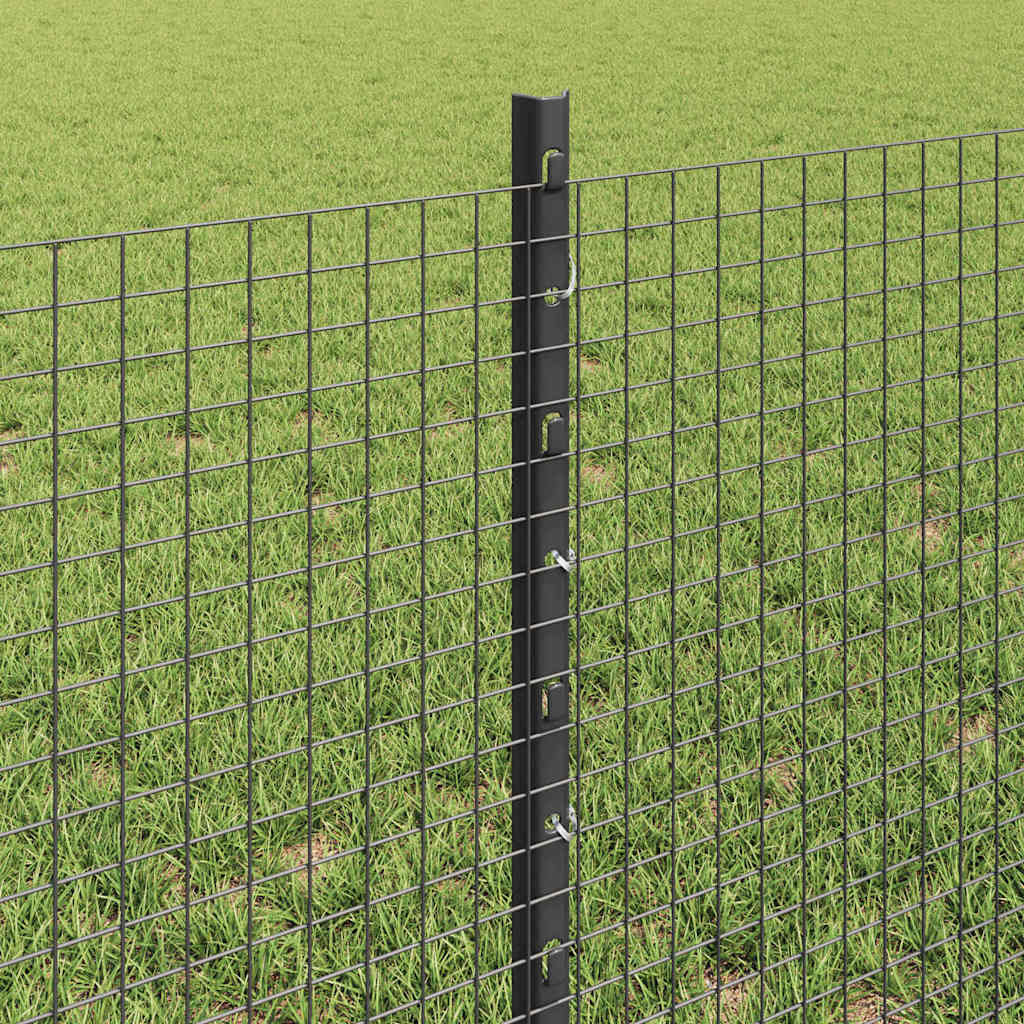 Welded Wire Fence with Posts 25 x 0.6 m PVC-Coated Steel Grey