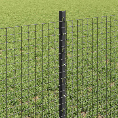 Welded Wire Fence with Posts 25 x 0.6 m PVC-Coated Steel Grey