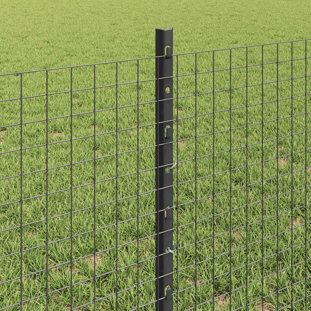 Welded Wire Fence with Posts 25 x 0.6 m PVC-Coated Steel Grey