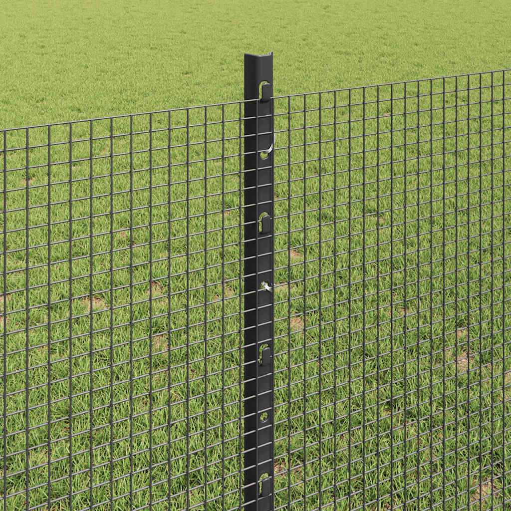 Welded Wire Fence with Posts 25 x 0.8 m PVC-Coated Steel Grey