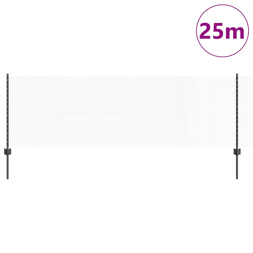Welded Wire Fence with Posts 25 x 0.8 m PVC-Coated Steel Grey