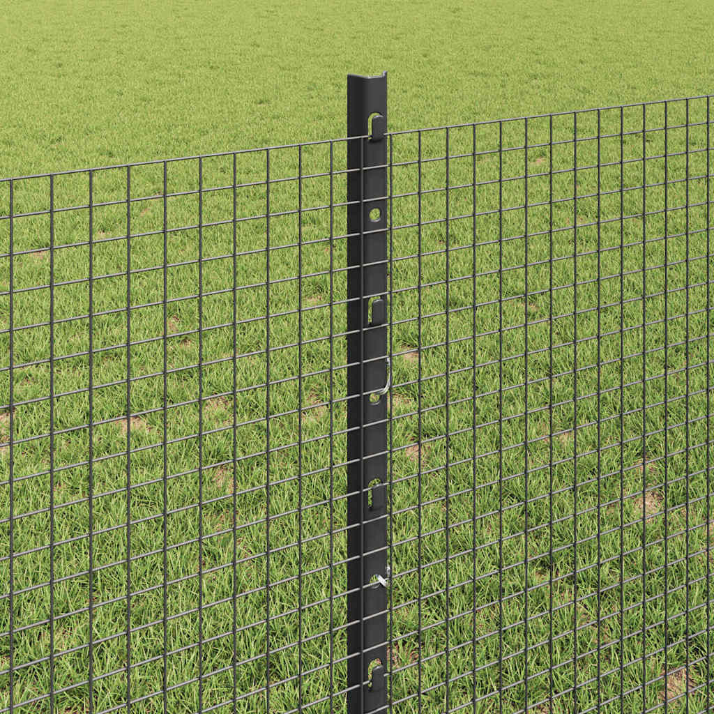 Welded Wire Fence with Posts 25 x 0.8 m PVC-Coated Steel Grey
